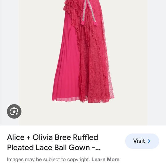 ALICE + OLIVIA BREE RUFFLE PLEATED BALL GOWN NWT size 2 - Picture 4 of 5